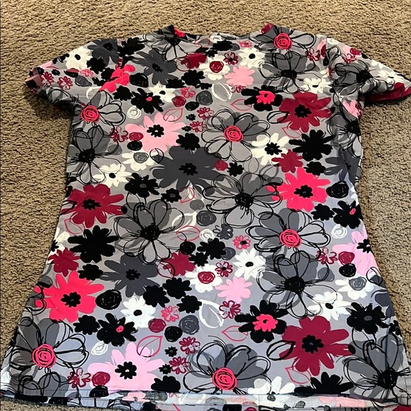 Colorful Floral Scrub Top - Picture 3 of 3